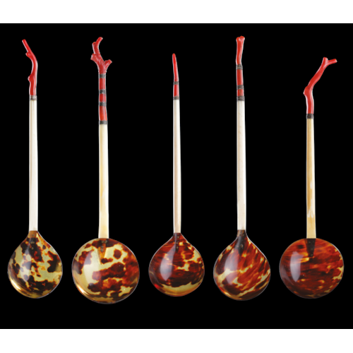 Fine Collection of Five Ottoman Sherbet Spoons